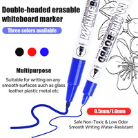 Marqueur effaçable double pointe pour tableau blanc, avec pointes de 0,5-10 mm, pour réunions et enseignement sur tableaux blancs/noirs (encre noire, bleue, rouge)