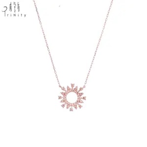 Nieuwste Ontwerp Sieraden Hoge Kwaliteit 18K Solid Rose Gold Echte Diamanten Cirkel Ketting Voor Vrouwen