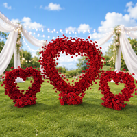 Arche de fleurs artificielles en forme de cœur blanc et rouge personnalisée, cadre métallique, arche florale pour mariage, toile de fond pour événement, fête, décoration de scène
