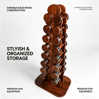 Ensemble d'haltères réglables en bois de noyer de luxe - Équipement de fitness portable, écologique et ergonomique pour la maison