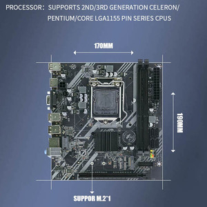 เมนบอร์ด PC สำหรับเดสก์ท็อป <span class=keywords><strong>H61</strong></span> รองรับซีพียู LGA1155 รุ่นที่ 2/3 แรม DDR3 แบบสองช่องสัญญาณ ความจุสูงสุด 16GB ลดราคาพิเศษ - Product Image 2