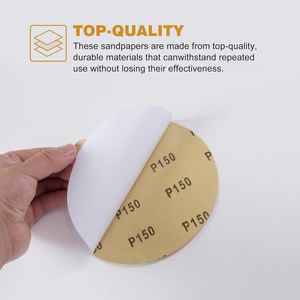 En Stock 500PCS Discos de Lijado PSA de 6 Pulgadas, Grano 40-1000, Papel de <span class=keywords><strong>Lija</strong></span> con Revestimiento Amarillo <span class=keywords><strong>para</strong></span> Lijadora de Disco, Madera y <span class=keywords><strong>Metal</strong></span>, Entrega Rápida - Product Image 3