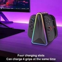 Station de charge rapide 4 en 1 pour Switch 2 Joy Con Game Controller Charger Holder with RGB Ambient Light Small Handle Charging Base