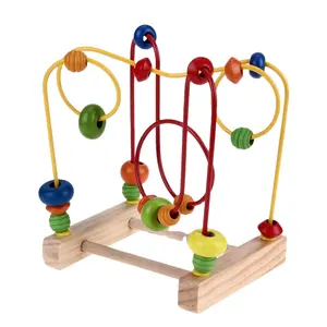 Circles Bead Around Wooden Abacus Math Counting Wire Maze Roller Coaster Around Beads Wire Maze Kids Baby Educational Toys