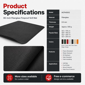Wholesale 80 Inch Fiberglass <b>Grill</b> Mat Heat Resistant Waterproof Oil Resistant Floor Protector for Outdoor BBQ <b>Fire</b> Pit - Product Image 2