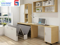 Lit escamotable E-SHINING avec cadre en acier, design pliable pour petit bureau, appartement, maison, salle d'étude