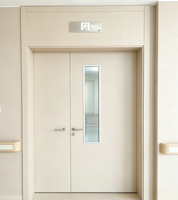 Pintu Ayun Baja Modern 1300*2100 Satu Daun Setengah dengan Panel Vertikal untuk Rumah Sakit, Medis, Ruang Bersih, Laboratorium