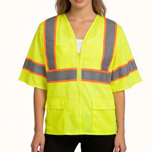 Gilet de travail haute visibilité CITICITY pour géomètres, réfléchissant, avec fermeture éclair sur le devant, bicolore, manches en maille, avec poches - Product Image 3