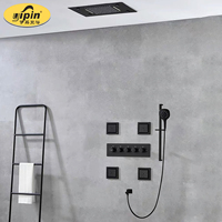 Ensemble de douche thermostatique moderne et contemporain en laiton et acier inoxydable carré pour hôtel, salle de bain, plus de 5 ans, 5045