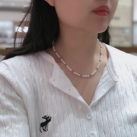 Collier en or 18 carats avec perles d'eau douce naturelles (avec jaspe et péridot)