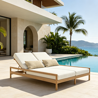 Chaise longue double de luxe pour l'extérieur, lit de repos, mobilier de patio, transat, canapé pour villa, hôtel, complexe hôtelier, bord de piscine
