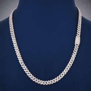 Collier unisexe de luxe en argent sterling 925 avec maillons cubains hip-hop de 6,5 mm, serti de diamants en moissanite, idéal pour un cadeau de mariage - Product Image 6