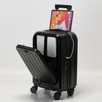 Valise PC d'affaires de luxe 20 pouces avec poche avant, porte-gobelet, chariot en alliage d'aluminium, roulettes multidirectionnelles 4 roues, serrure TSA, légère et résistante à l'eau