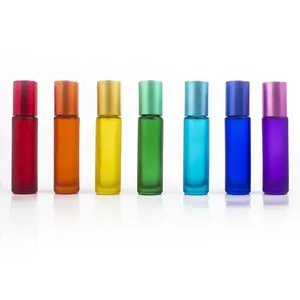 Diskon Besar Warna Pelangi Buram Merah Kuning Biru Hijau 10Ml Botol Roll On dengan Tutup Aluminium untuk Parfum Minyak Esensial