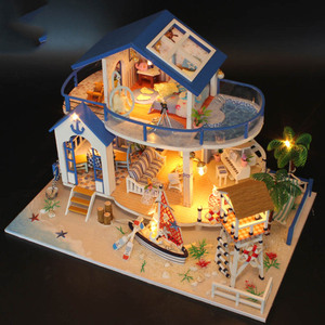 DIY Cottage Blue Sea Legend, modèle de maison en bois fait main, kit de construction, modèle de villa, jouet de décoration, cadeau exquis - Product Image 4