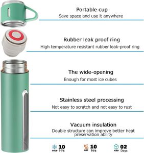 Christmas Gift 3pcs Outdoor Travel Coffee Tea Thermos Vacuum <b>Flask</b> Stainless Steel Water Bottle Gift Set With 2 Cup - Product Image 4