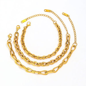 <span class=keywords><strong>Bracciale</strong></span> a catena con maglie a nodo in <span class=keywords><strong>acciaio</strong></span> inossidabile placcato oro 18 carati di alta gamma per donna, gioielli alla moda - Product Image 1