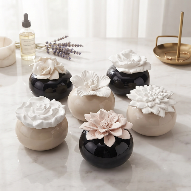Reed Diffuser Ceramic Bottle  Plaster Flower Ceramic Reed Diffuser Bottle Ceramic Diffuser Bottle