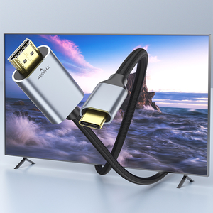 Câble Adaptateur Convertisseur <span class=keywords><strong>HDMI</strong></span> <span class=keywords><strong>vers</strong></span> USB-C Tressé en Nylon 4K 60Hz <span class=keywords><strong>HDMI</strong></span> <span class=keywords><strong>vers</strong></span> USB-C 8K Type-C <span class=keywords><strong>vers</strong></span> <span class=keywords><strong>HDMI</strong></span> 120Hz - Product Image 2