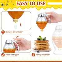 Vente flash Distributeur de miel avec support Distributeur de sirop d'érable Pot à miel transparent Récipients à miel