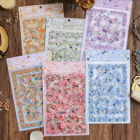 Autocollants pour album de scrapbooking en PET, autocollants vintage à fleurs, pack d'autocollants pour journal de rebut, papier de scrapbooking transparent floral botanique
