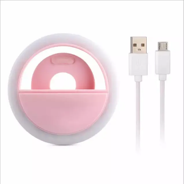 USB Rechargeable Ring Light Selfie Fill LED Flash Lens Beauty Fill Light Lamp Portable Ring Light for Phone