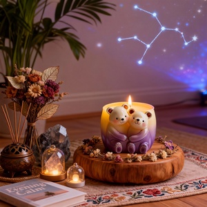 DIY Round Silicone Mold Aromatherapy Candle Cup Vase Storage <b>Cute</b> <b>Bear</b> Holding Flowers Plaster Cup Mold Model - Product Image 4