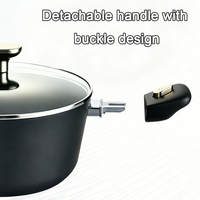 Casserole en aluminium forgé épais antiadhésive avec couvercle en verre, poignée amovible en bakélite, compatible four et induction