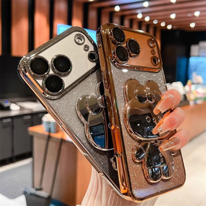 เคสโทรศัพท์ซิลิโคนเคลือบเงาหรูหราพร้อมขาตั้งสำหรับ iPhone 16 15 Air 17, เคส iPhone 17 Pro Max น่ารักสไตล์สาวหวาน - Product Image 5