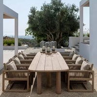 SUNWAY combinaison extérieure de cour en bois de teck villa en plein air chambre modèle hôtel jardin extérieur table et chaise en bois massif ensemble
