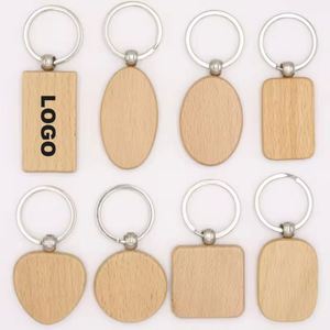 Custom Logo Printed Natural Sublimation <b>Blank</b> Wooden Keychain for Engraving Wood <b>Key</b> Chains Carabiner Keychain - Product Image 1