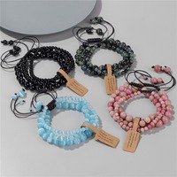 Más de 20 años de fábrica, superventas, pulsera de cuentas de piedra Natural, conjunto de tres piezas para hombres y mujeres, regalo