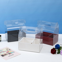Caja de Regalo Transparente Personalizada de PET para Pasteles y Flores, con Asa, para Combinar con Ramos y Pasteles