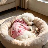 Pull à col roulé en tricot rose de haute qualité, fait main, pour animaux de compagnie, vêtements d'hiver