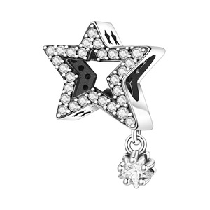 DIY white brass star-shaped tassel <b>beaded</b> <b>bracelet</b> with unique design, featuring inlaid stones, for women - Product Image 1