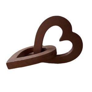 Hebilla de madera con forma de corazón, cadena de madera maciza con doble corazón, decoración para el Día de San Valentín, tamaño mediano, color marrón rojizo - Product Image 5