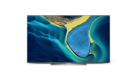 VSTI TV OLED 65 inci dengan Android, televisi WiFi pintar 4K layar datar penuh 120Hz lampu latar hitam kabinet OEM Televisi