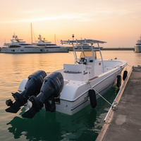 Bateau de pêche à console centrale en fibre de verre de 27 pieds avec moteur hors-bord de 85 à 115 CV à vendre