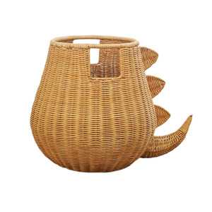 Handmade Rattan Dinosaur Shape Laundry <b>Basket</b> Honey Color Standing Type Eco Friendly Storage <b>Basket</b> For Toys And Miscellaneous - Product Image 5