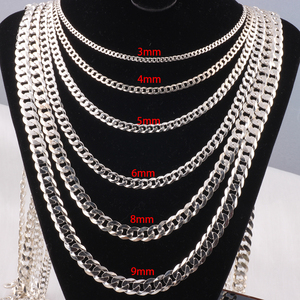 Bán Buôn S925 Sterling Silver Bạc 3/4/5/6/8/9Mm Cuba Liên Kết Chuỗi Cho Tự Làm Người Đàn Ông & Phụ Nữ Vòng Đeo Tay Vòng Cổ Trang Sức Làm Phụ Kiện - Product Image 3