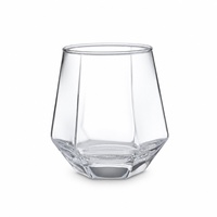 Verre à boire en verre taillé diamant 320 ml, corps à facettes gemmes, base polygonale, tasse transparente large au milieu, verre à vin, jus, thé pour la maison