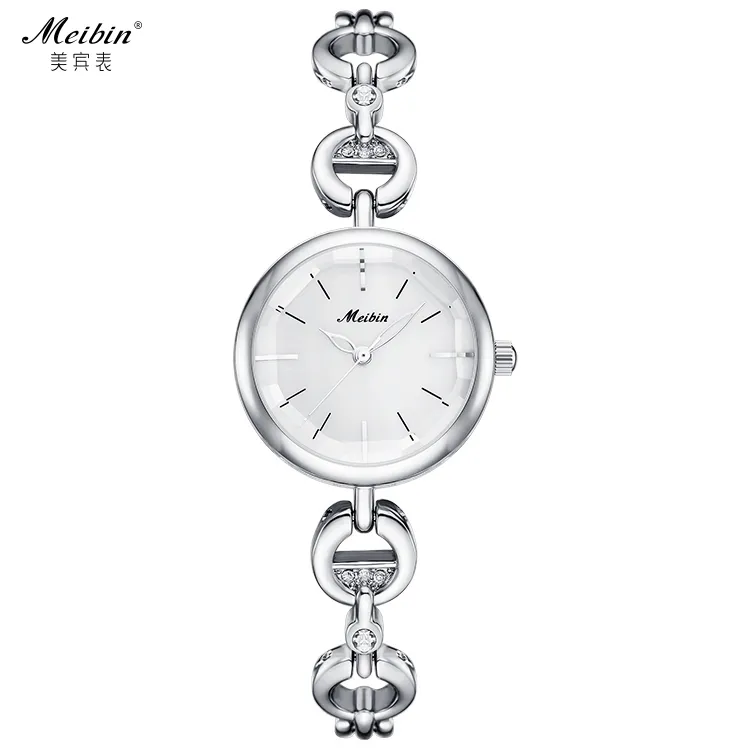 MEIBIN 1089 European and American fashion rose gold ladies stylish women designer style crystal bling women's luxury wristwatch