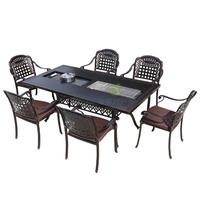 Ensemble de table et de chaises de jardin en aluminium moderne et simple pour 8 personnes, imperméable, durable et confortable pour la terrasse, le jardin, le balcon