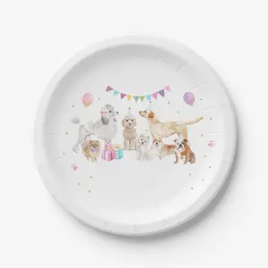 Microstar Pet Birthday Party Supplies Tableware Set Pet Dog Kids Themed Disposable Paper Plate Cup Napkin Dog Party Tableware