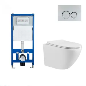 Cerâmica Louças Sanitárias Tolet Assento Oculto Cisterna Metal Frame Banheiro Parede WC Cor Cinza Parede Pendurado WC