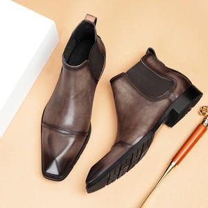 Bottes de Travail pour Hommes Printemps-Automne en Cuir Véritable avec Motif Léopard en Relief, Semelle en Caoutchouc Imperméable - Product Image 6