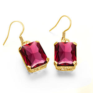 पेशेवर फैक्टरी विंटेज boho वर्ग रूबी बड़ा पत्थर उत्कीर्ण स्टर्लिंग चांदी सोना महिला कान की बाली फैशनेबल आभूषण - Product Image 4