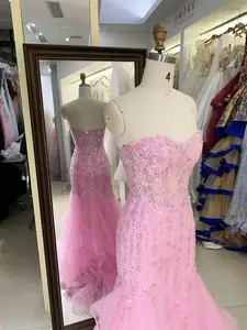 Gaun panjang putri duyung motif bunga 3D baru gaun panjang anak perempuan 2025 prom untuk wanita