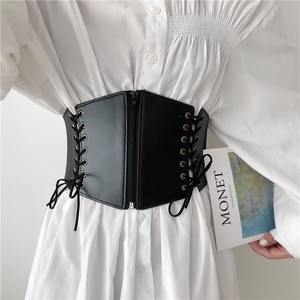 Ceinture large en cuir de mode pour femme, style corset, noire, amincissante, avec fermeture éclair frontale, élastique, pour robe ou costume - Product Image 4