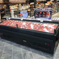 Koelvitrine voor kaas, fruit en vlees, met afstandsbediening, voor supermarkten, met vaste verticale glazen vitrine en luchtkoeling.